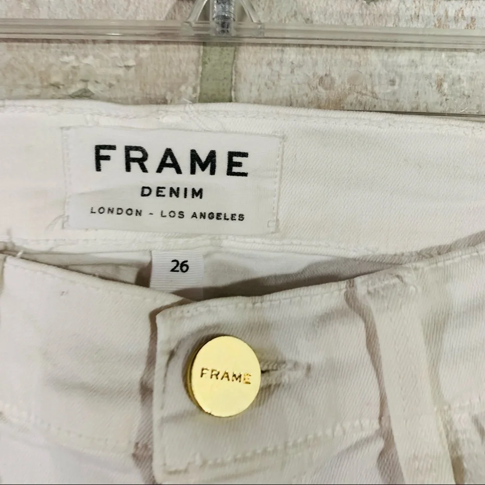Frame Le Skinny de Jeanne Jeans in Blanc Distressed Size 26